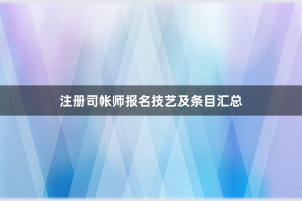 注册司帐师报名技艺及条目汇总