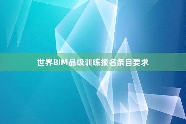 世界BIM品级训练报名条目要求