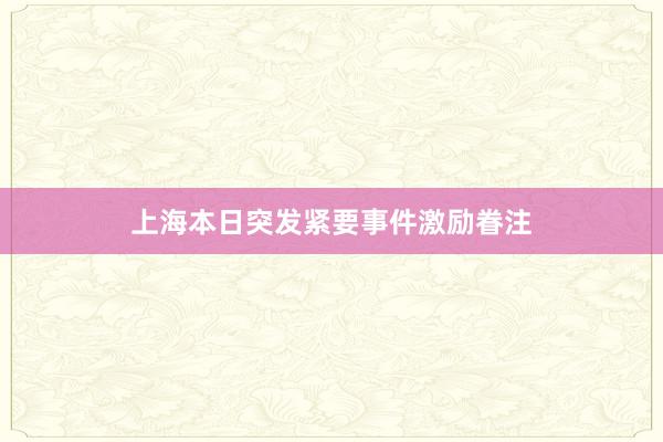 上海本日突发紧要事件激励眷注
